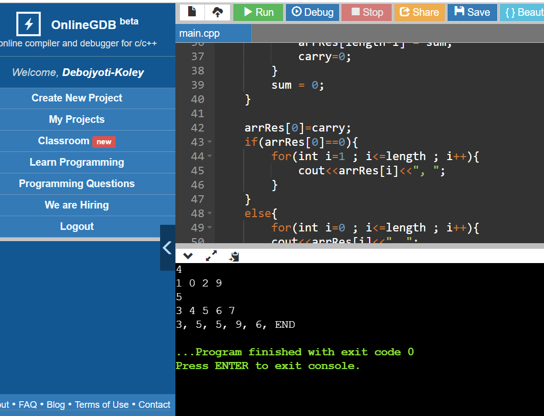 GDB online Debugger, Code, Compile, Run, Debug online C, C++